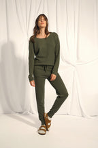 Boat Neck Jumper - Fiona - Khaki
