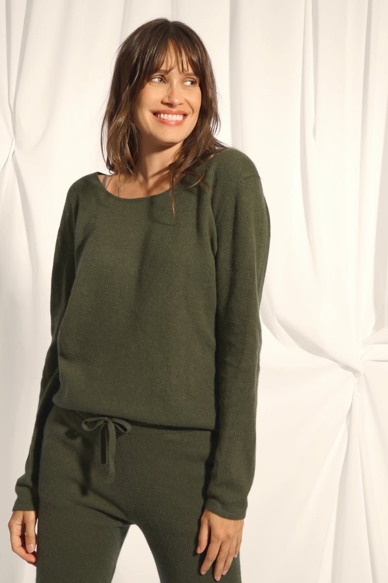 Boat Neck Jumper - Fiona - Khaki