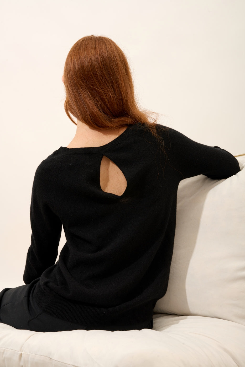 Boat-Neck Jumper with Back Teardrop Detail - Abigail - Black