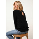 Just Cashmere - Pull Col Bateau Goutte Dos Abigail Noir - 100% Cachemire - 2 Fils - Jersey - Femme