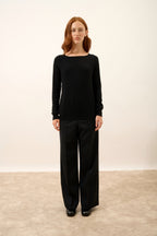Boat-Neck Jumper with Back Teardrop Detail - Abigail - Black