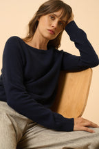 Jersey Cuello Barco Gota Espalda - Abigail - Navy