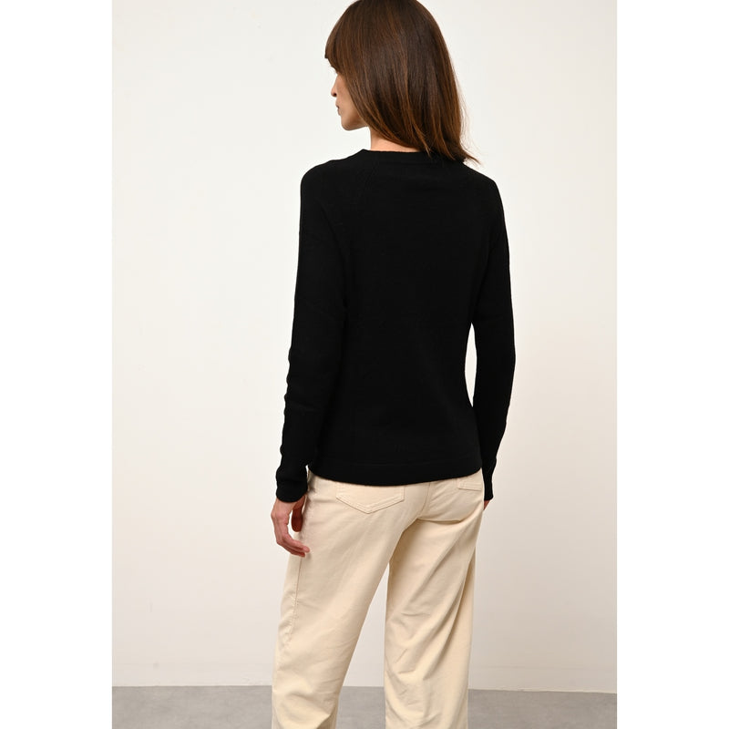 Cashmere  sudadera Just - Jane Jersey Cuello Redondo Negro - 100% Cachemira - 2 Hilados - - Mujer