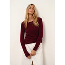 Cashmere Just - Vivian Jersey Cuello Redondo - Burdeos - 100% Cachemira 2 Hilos - Mujer