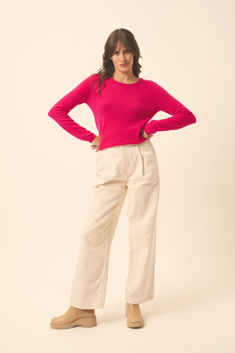 Jersey Cuello Redondo - Vivian - Fucsia
