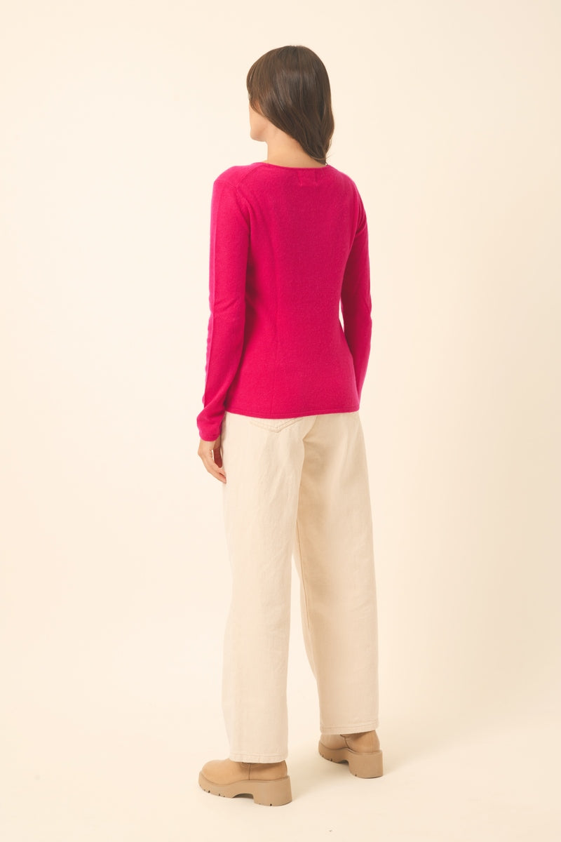 Jersey Cuello Redondo - Vivian - Fucsia