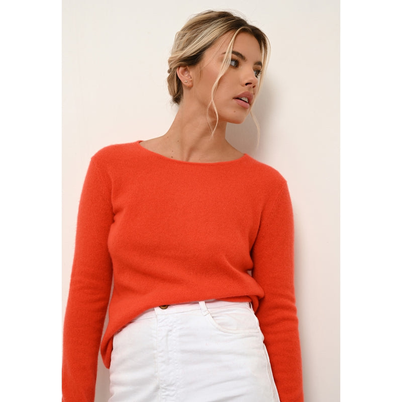 Pull Col Rond Vivian - 100% Cachemire 2 Fils - Orange - Femme