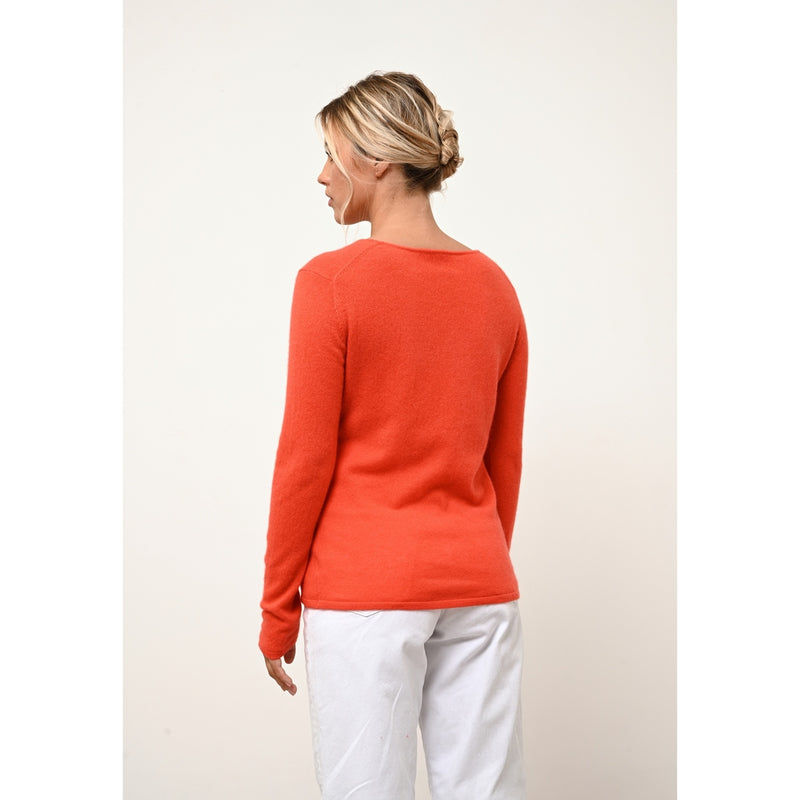 Pull Col Rond Vivian - 100% Cachemire 2 Fils - Orange - Femme