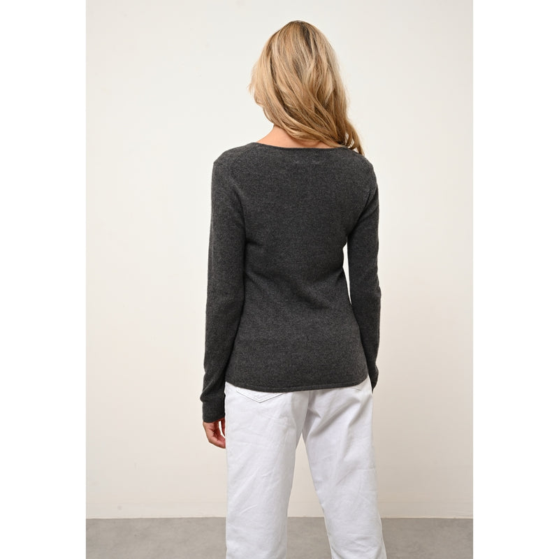 Just Cashmere - Pull Col Rond Vivian - Anthracite ChinÉ - 100% Cachemire 2 Fils - Femme