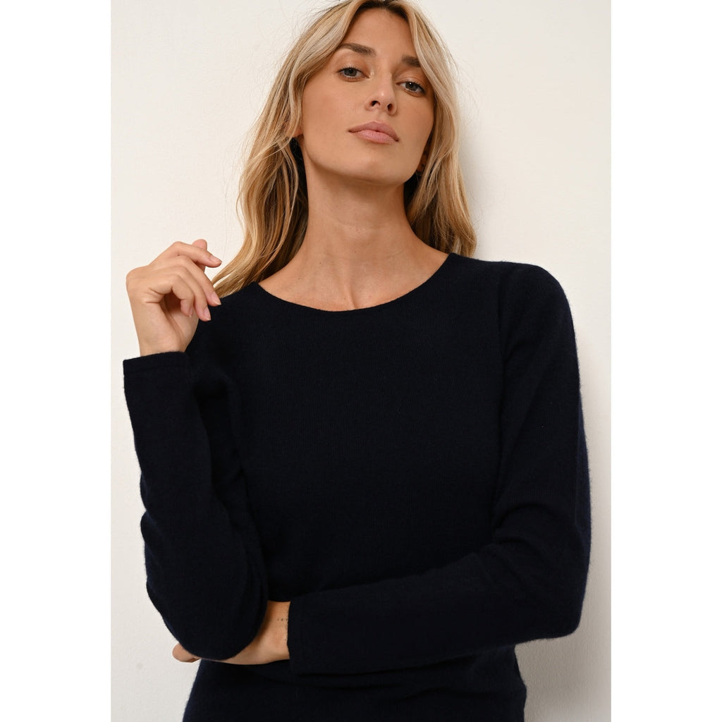 Just Cashmere - Pull Col Rond Vivian - 100% Cachemire 2 Fils - Navy - Femme