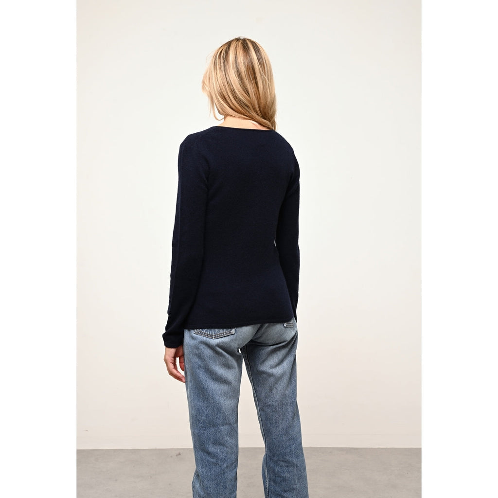 Just Cashmere - Pull Col Rond Vivian - 100% Cachemire 2 Fils - Navy - Femme