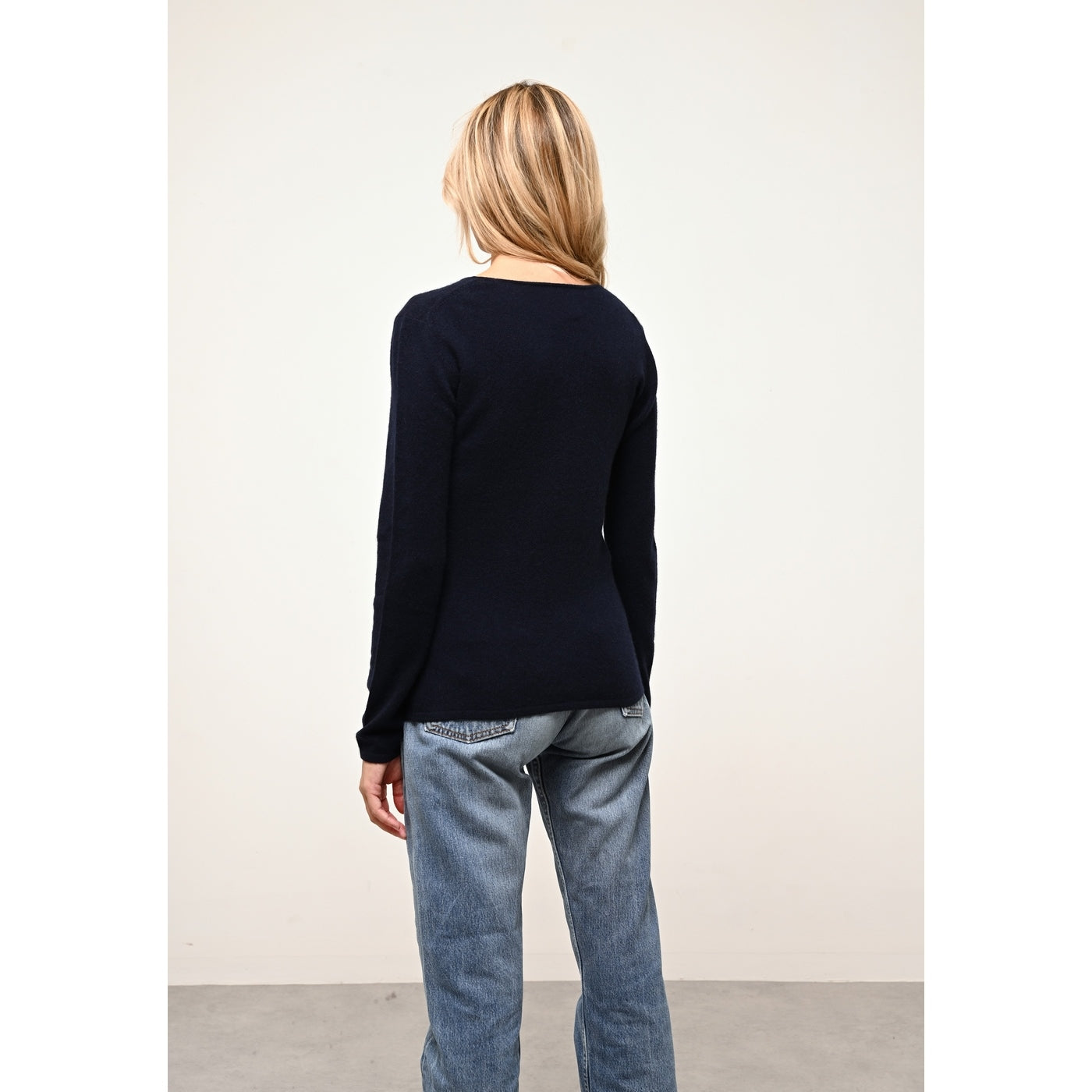 Just Cashmere - Pull Col Rond Vivian - 100% Cachemire 2 Fils - Navy - Femme