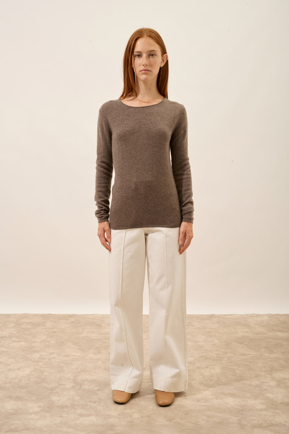 Crew-Neck Jumper - Vivian - Mottled Taupe
