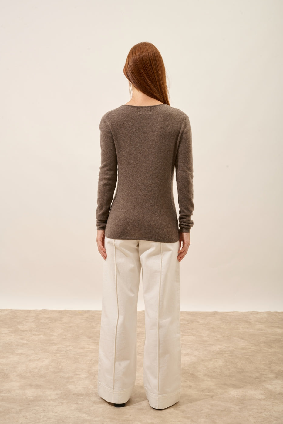 Crew-Neck Jumper - Vivian - Mottled Taupe