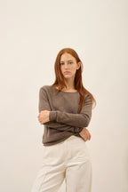 Crew-Neck Jumper - Vivian - Mottled Taupe
