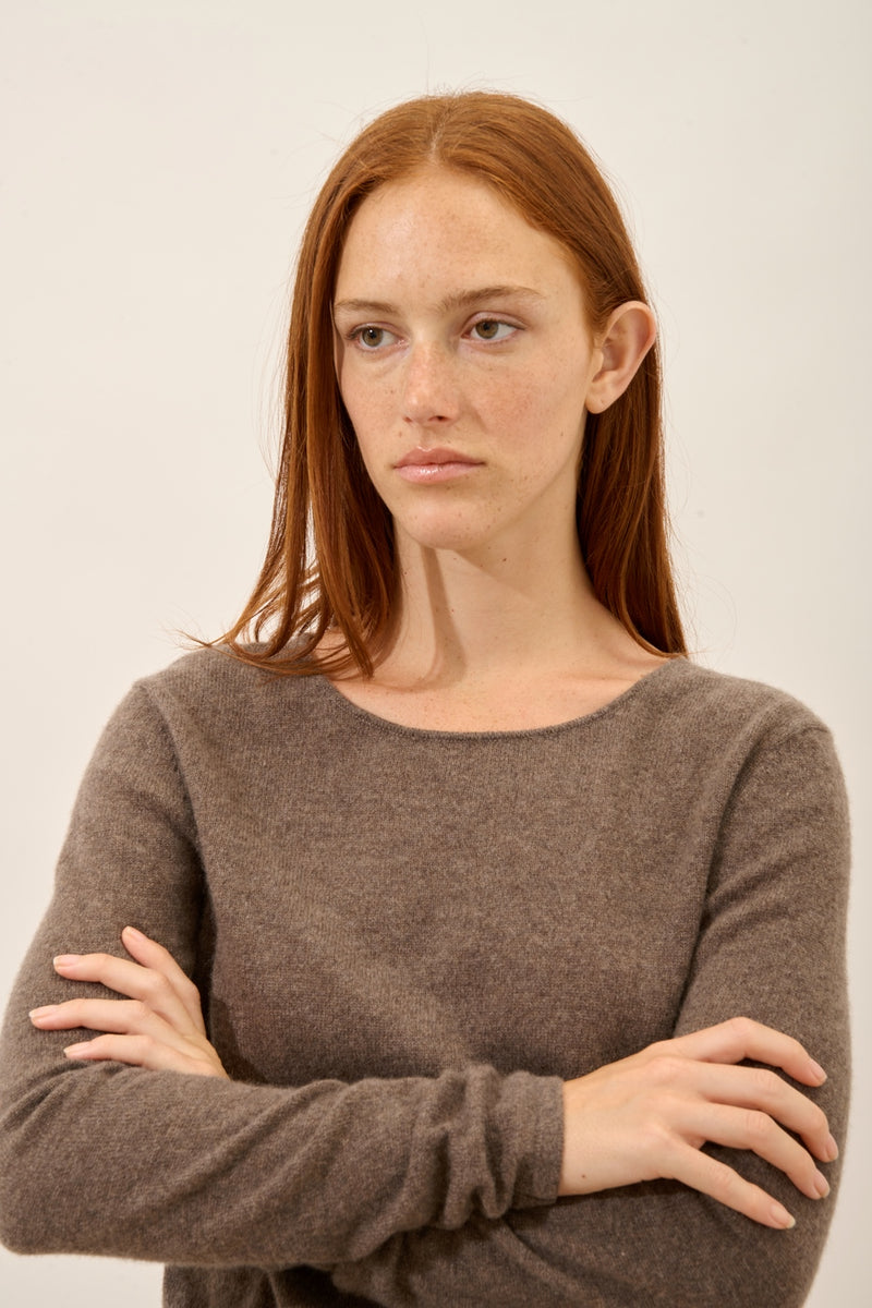Pull Col Rond - Vivian - Taupe Chiné