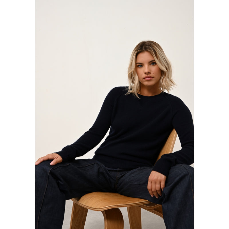 Just Cashmere - Pull Col Rond Helen - Navy - 100% Cachemire 2 Fils - Femme