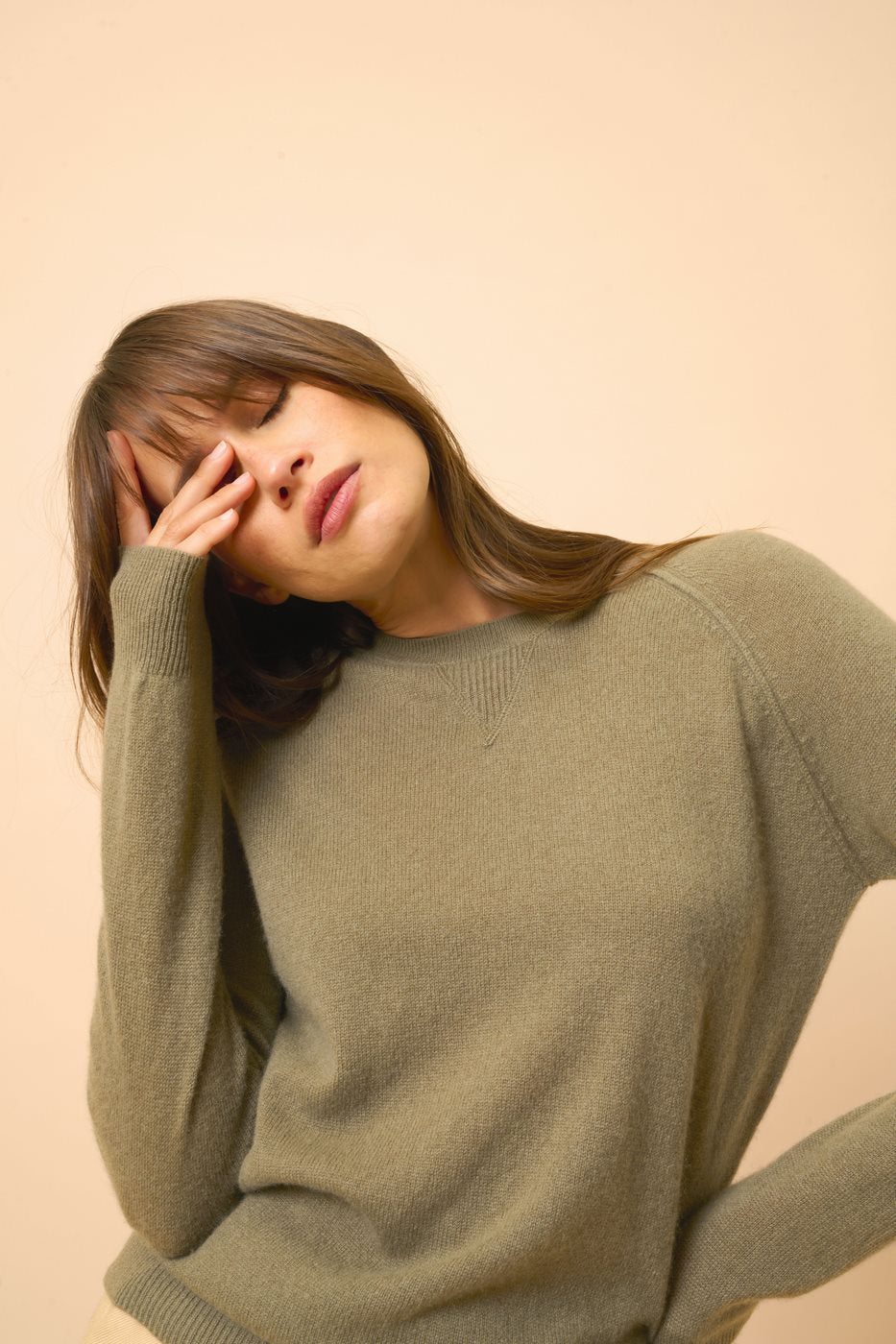 Crew Neck Sweater - Helen - Army