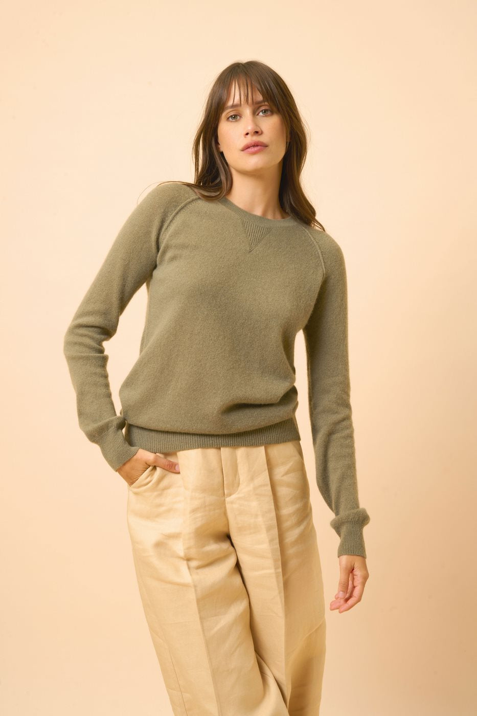 Crew Neck Sweater - Helen - Army