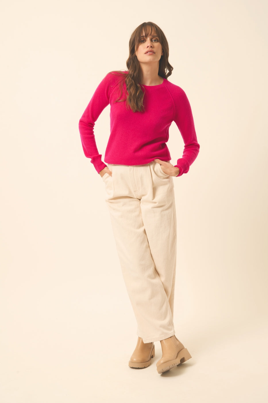 Round-Neck Jumper - Helen - Fuchsia