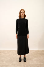 Pull Col Rond Boutonné Dos - Janice - Noir