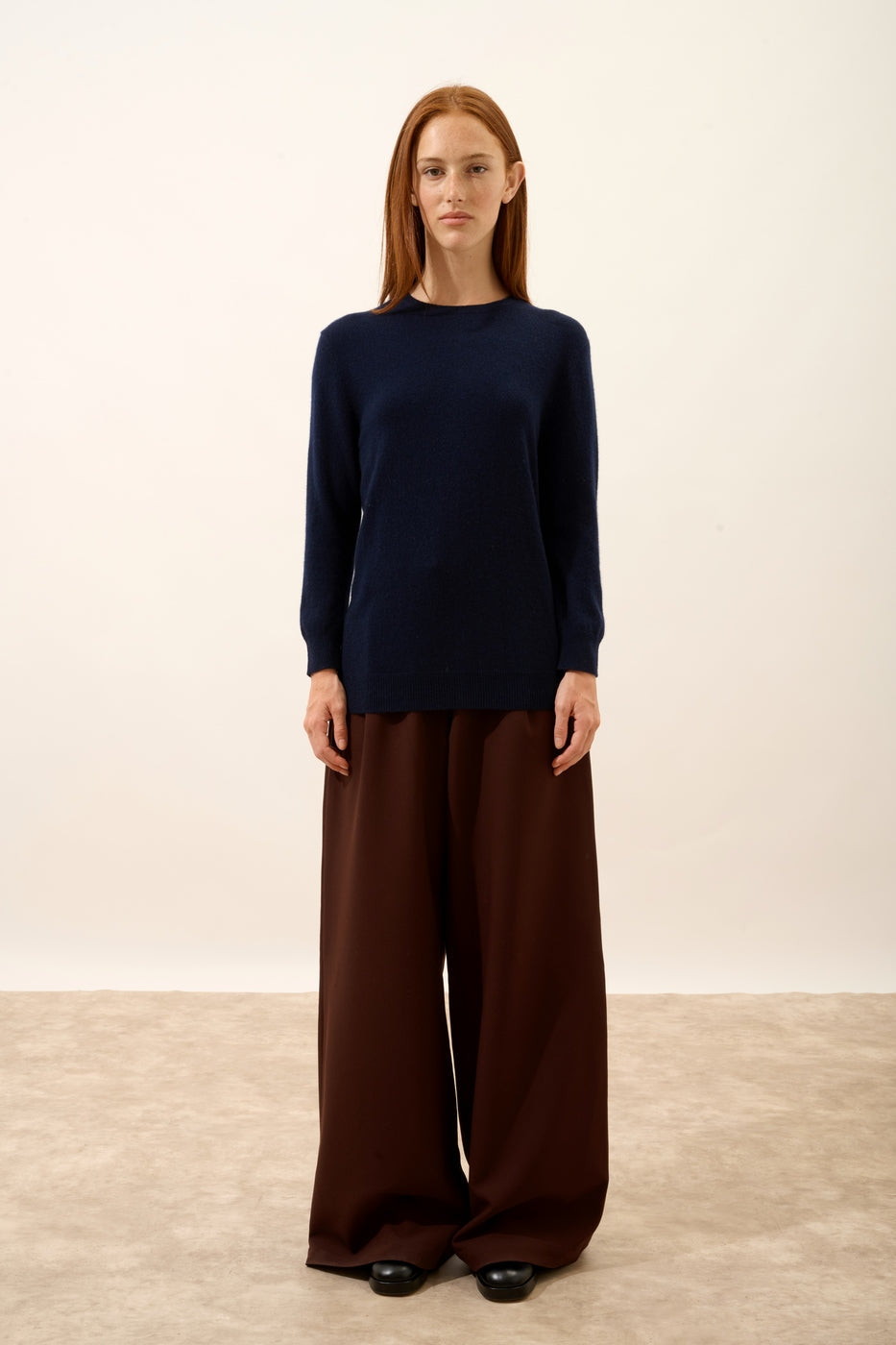 Round Neck Button-Back Jumper - Janice - Navy