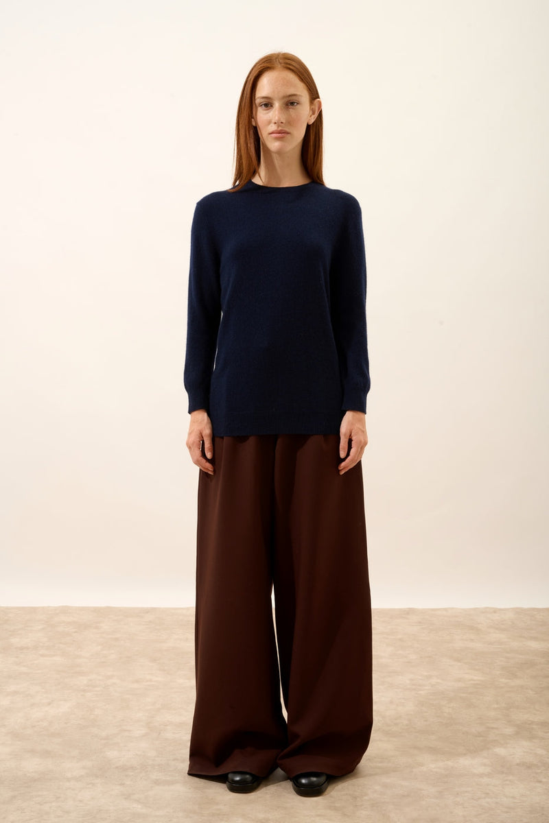 Pull Col Rond Boutonné Dos - Janice - Navy
