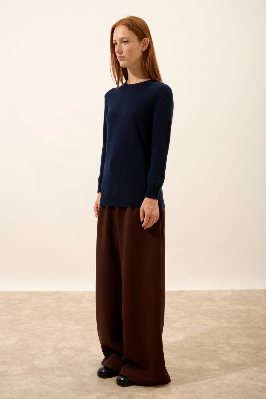 Round Neck Button-Back Jumper - Janice - Navy