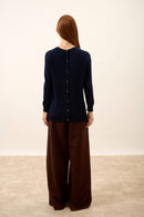 Pull Col Rond Boutonné Dos - Janice - Navy