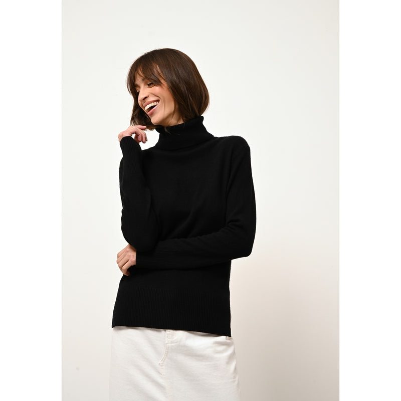 Just Cashmere - Pull Col Rond Karen - Noir - 100% Cachemire 2 Fils - Femme