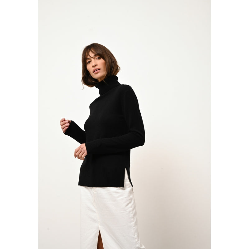 Just Cashmere - Pull Col Rond Karen - Noir - 100% Cachemire 2 Fils - Femme