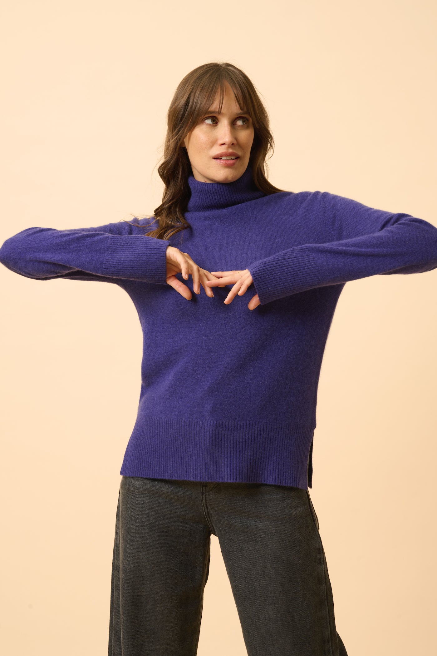 Just Cashmere - Pull Col Roulé - Lexie - Purple