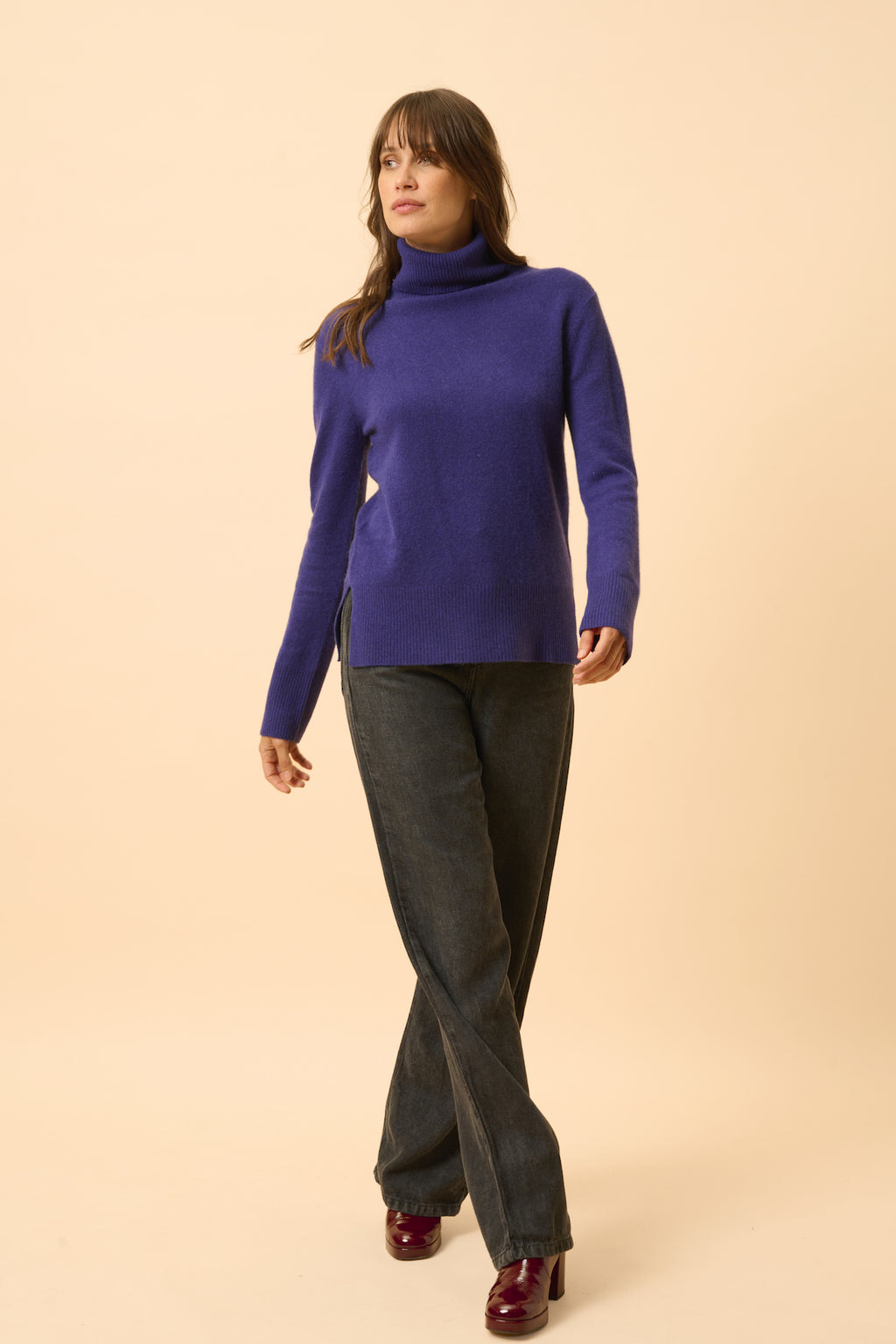 Just Cashmere - Pull Col Roulé - Lexie - Purple