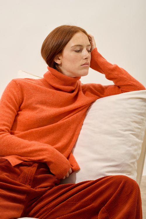Pull Col Roulé - Lexie - Orange Chiné
