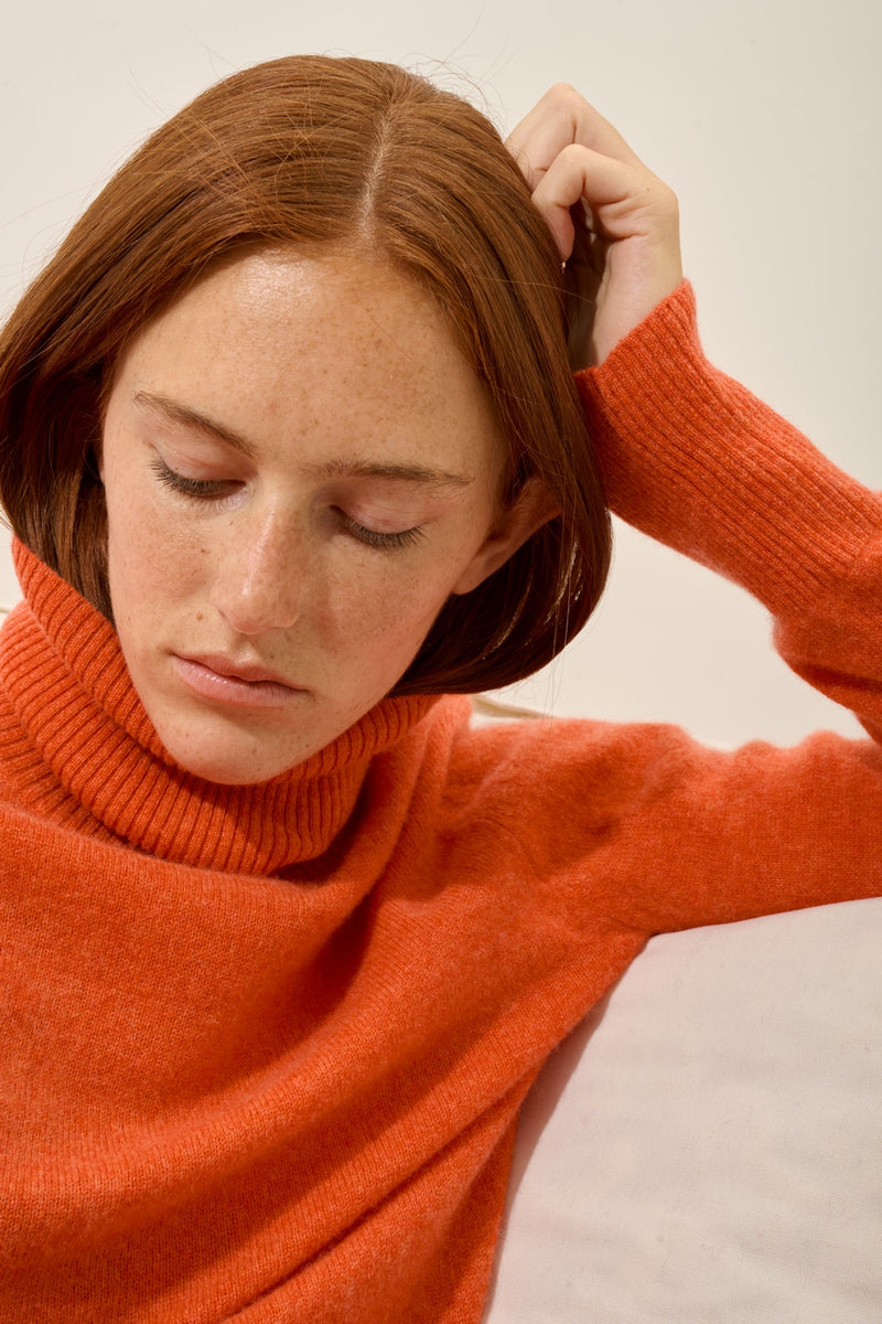 Pull Col Roulé - Lexie - Orange Chiné