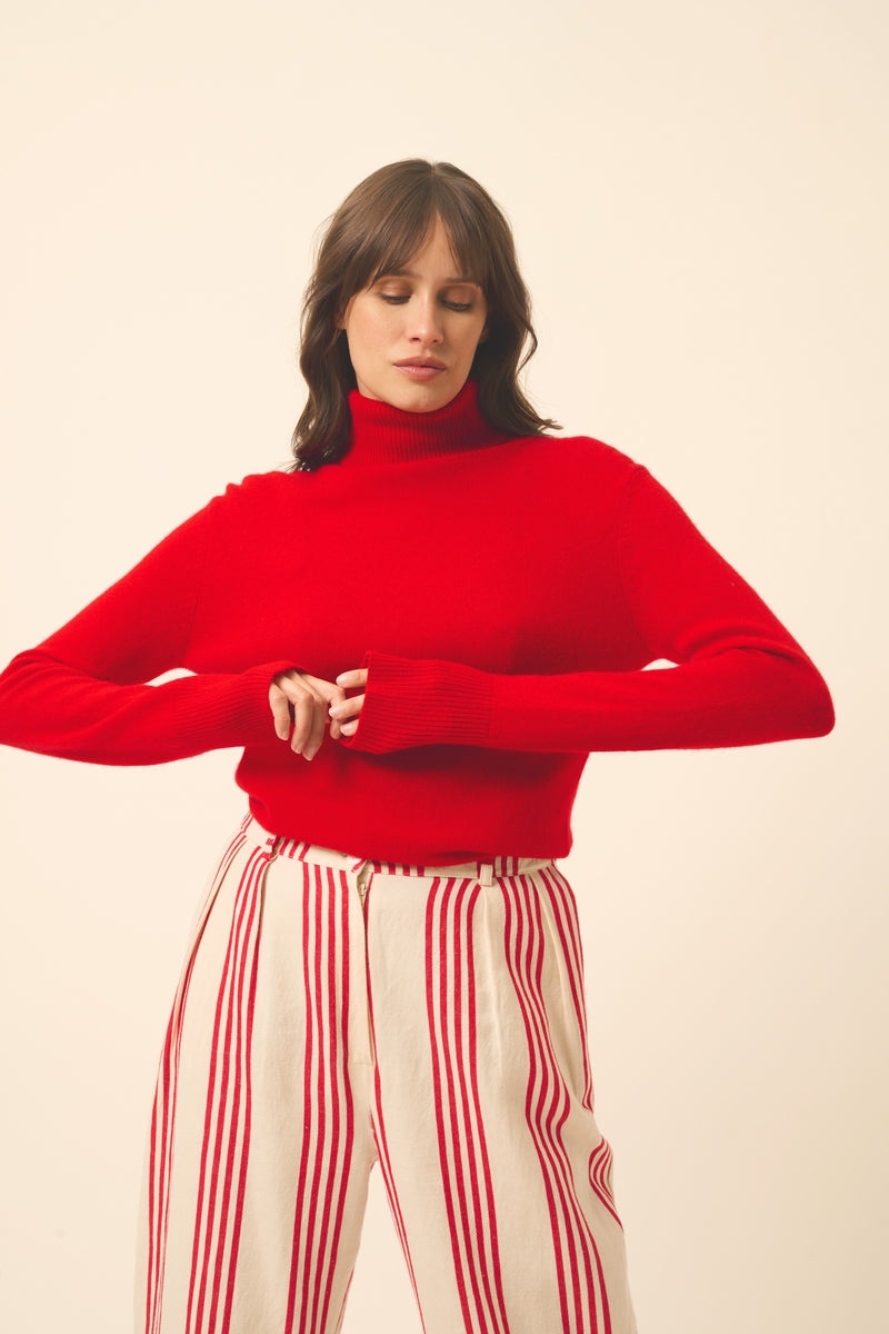 Jersey Cuello Vuelto - Lexie - Rojo