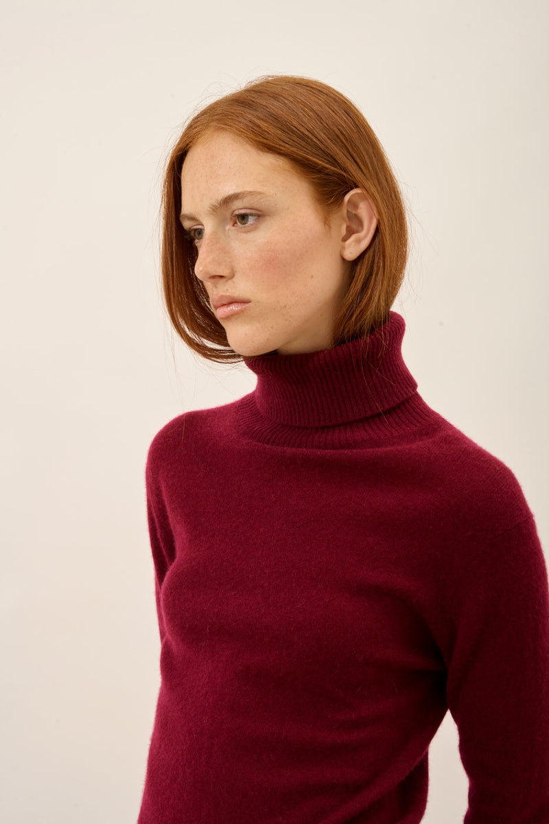 Jersey de cuello alto - Lexie - Burdeos