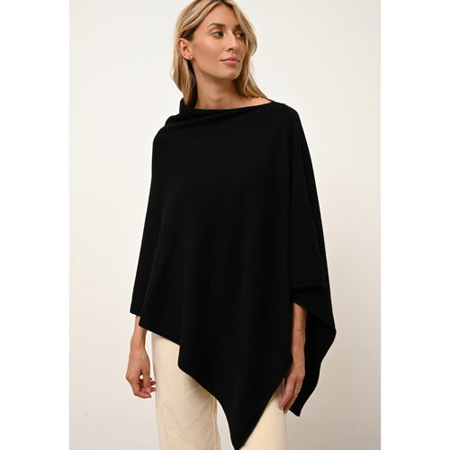 Just Cashmere - Poncho Meredith - Noir - 100% Cachemire 2 Fils - Femme