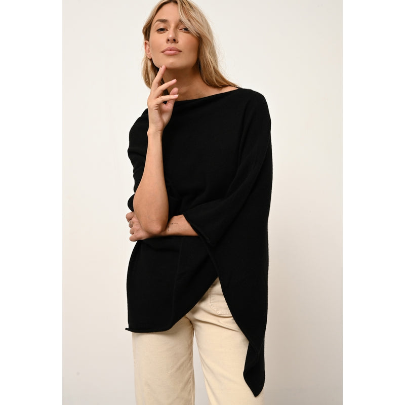 Cashmere Just - Poncho Meredith - Negro - 100% Cachemira 2 Hilados - Mujer