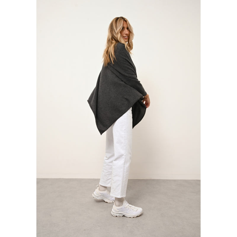 Poncho Meredith - 100% Cachemire 2 Fils - Anthracite Chiné - Femme