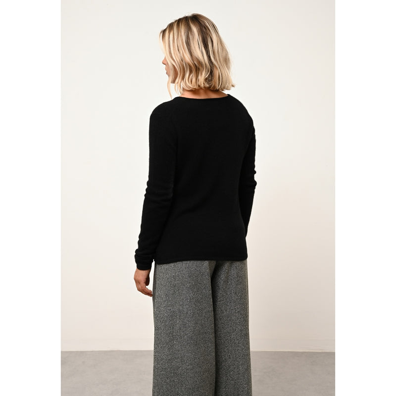 Just Cashmere - Pull Col V Joan Noir - 100% Cachemire - 2 Fils - Jersey - Femme