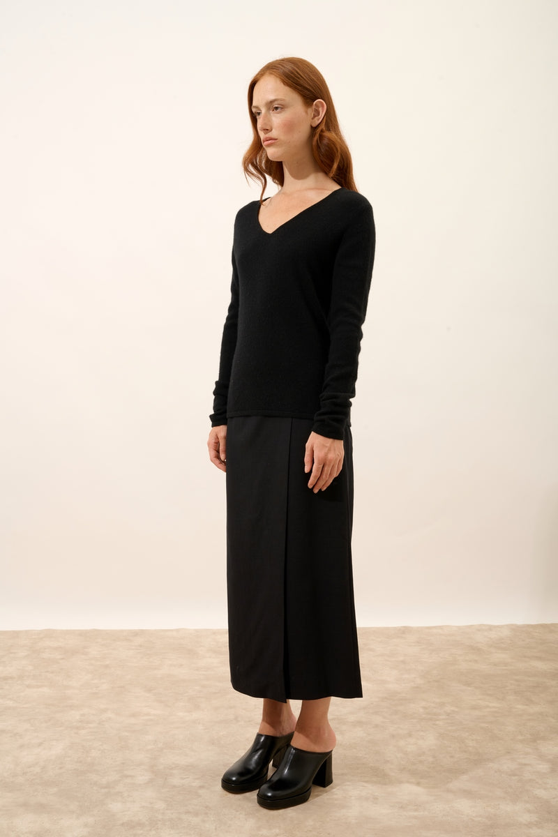 Pull Col V - Joan - Noir
