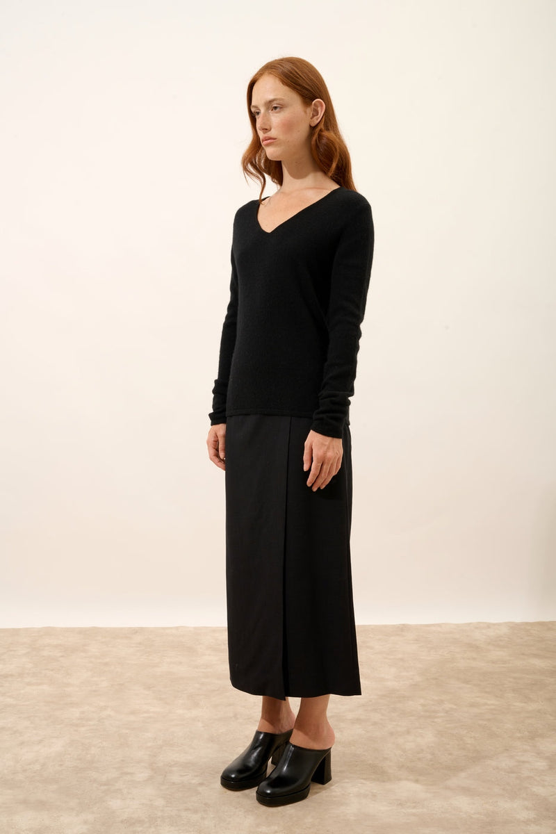 Pull Col V - Joan - Noir