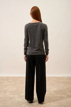 Jersey de Cuello en V - Joan - Antracita Jaspeado