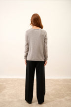 V-Neck Jumper - Joan - Heathered Cloud