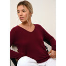 Just Cashmere - Pull Col V  Joan - Bordeaux - 100% Cachemire 2 Fils - Femme