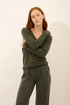 Pull Col V - Joan - Kaki