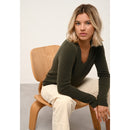 Cashmere  sudadera Just - Joan Khaki Jersey Cuello en V - 100% Cachemira - 2 Hilados - - Damas