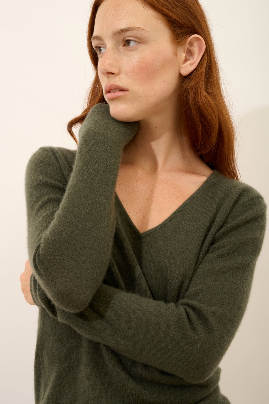 Pull Col V - Joan - Kaki