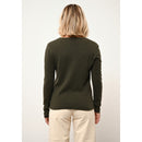 Cashmere  sudadera Just - Joan Khaki Jersey Cuello en V - 100% Cachemira - 2 Hilados - - Damas